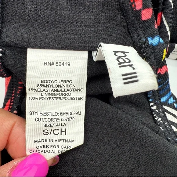 Bar III Black and Red Geometric Bikini Swimwear Size Small - Picture 8 of 13